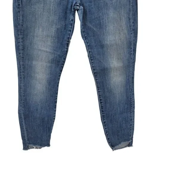 Mother The Stunner Ankle‎ Step Fray Jeans Medium Wash Size 29 Button Fly Stretch